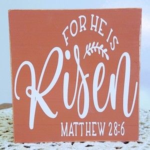Handmade Tiered Tray Decor/Mini Wood Sign/For He Is Risen/Handmade Faith Decor